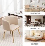 Velvet Dining Chairs Set of 4, Barrel Dining Chairs with Gold Metal Legs