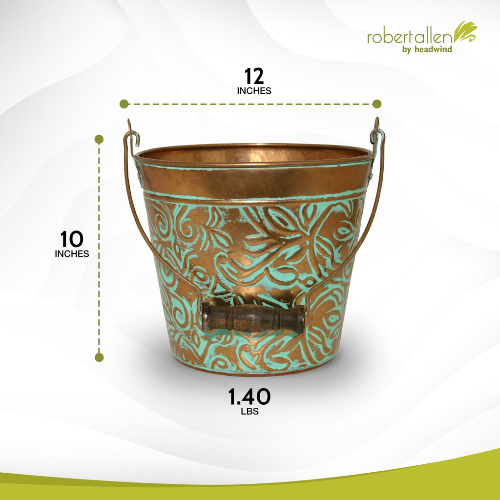 Vintage Collection 12 in Vintage Copper Bucket Planter