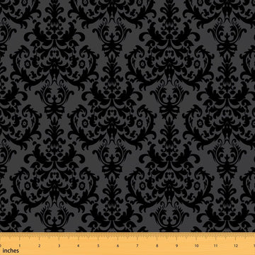 Black Damask Fabric by The Yard Vintage Flowers Upholstery