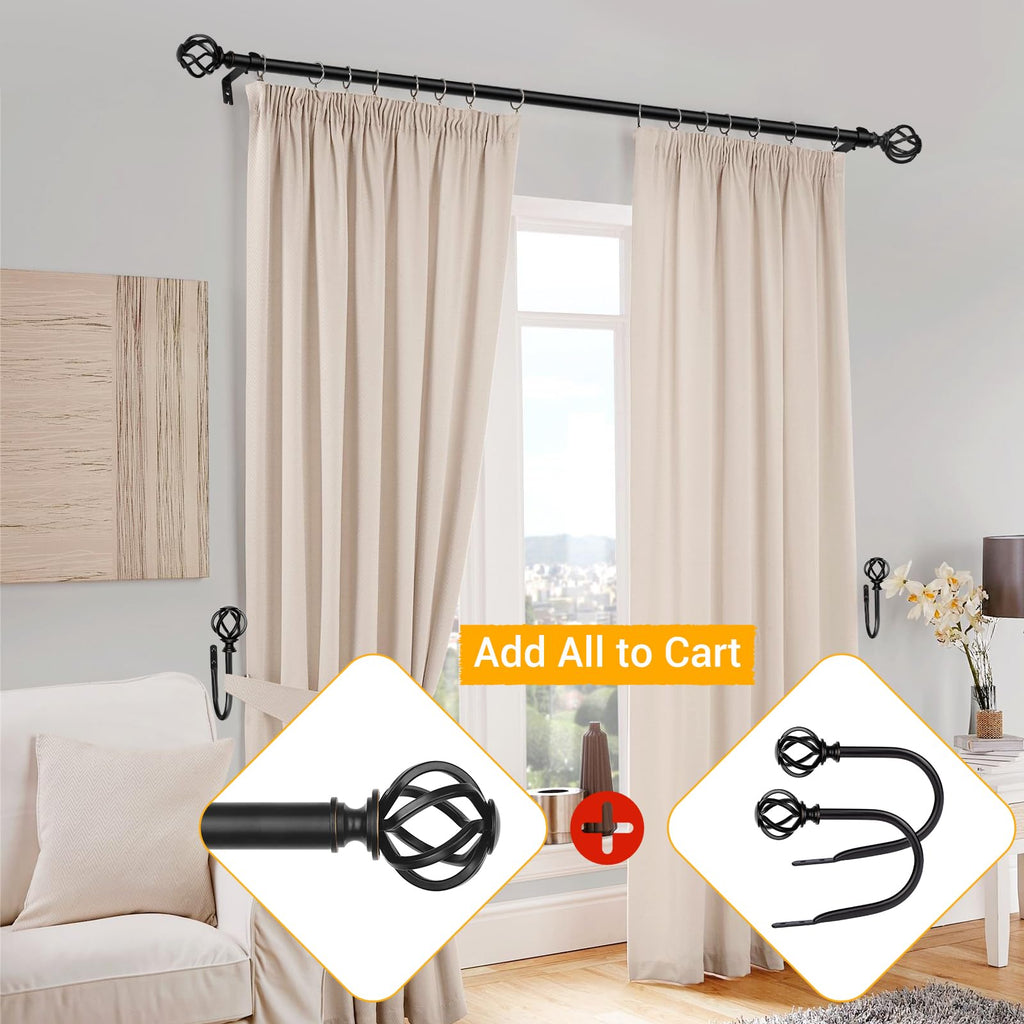 Black Curtain Holdbacks, Decorative Drapery Tiebacks, 2 Pack/1 Pair
