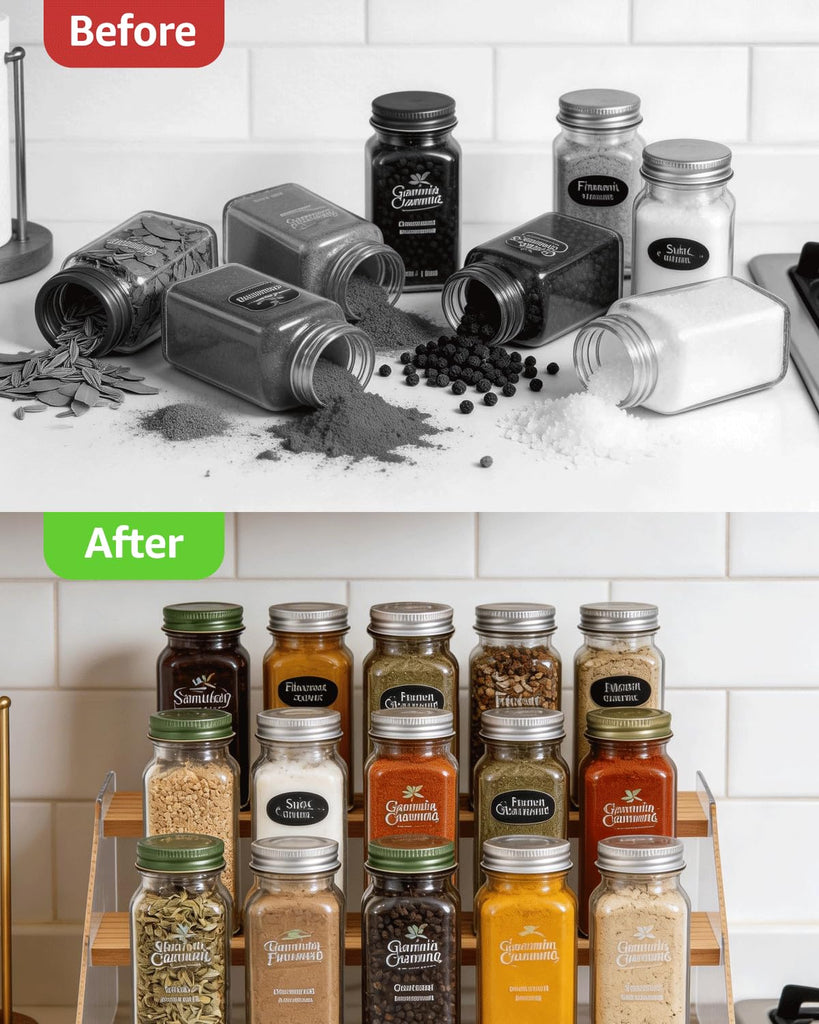 Tiered Spice Rack Organizer for Countertop & Cabinet, 4-Tier 12 Seasoning Storage Shelf, Space Saving Standing Spice