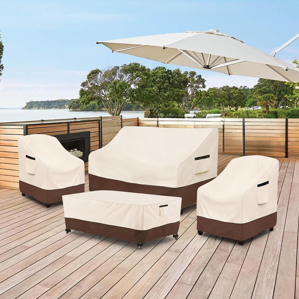 Outdoor Furniture Set Cover, 4 Pcs 600D Heavy Duty 100% Waterproof Patio Furniture Covers,Fit Patio Loveseat,2 Chair