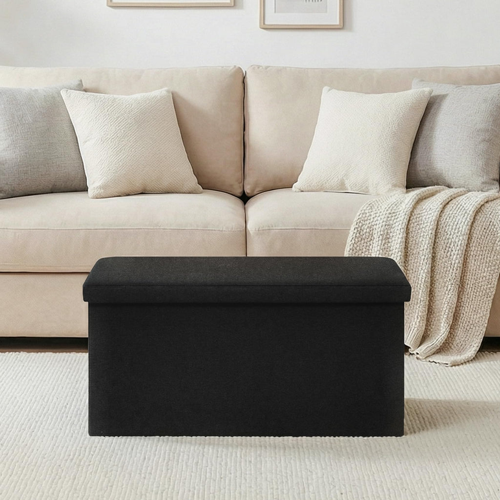 30 Inches Storage Ottoman Bench, Folding Ottoman with Storage