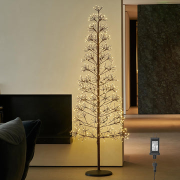Lighted Brown Starburst Tree with 720L Warm White Fairy Lights 6FT, Twig Tree with Lights for Indoor Outdoor Home