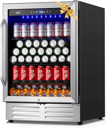 24 Inch Beverage Refrigerator Cooler,210 Cans Wide Beverage and Beer Fridge with