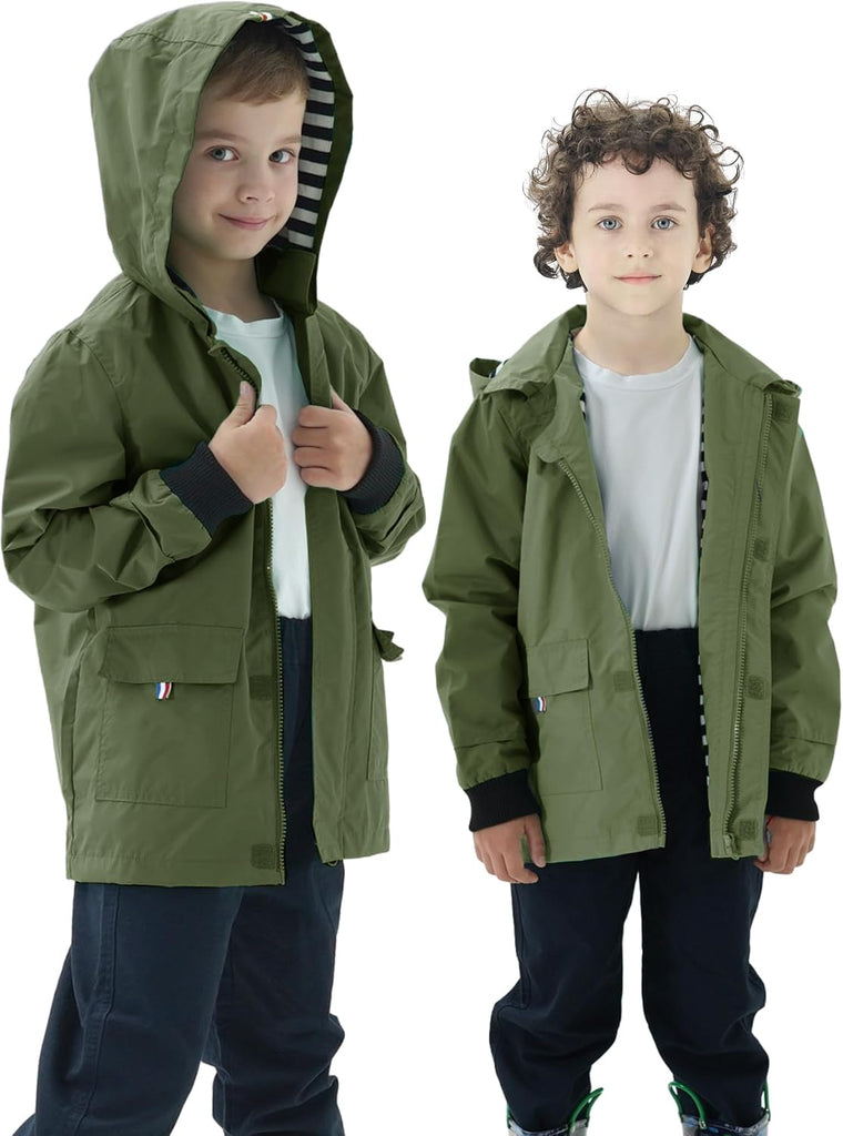 Boys Girls Waterproof Hooded Jackets Cotton Lined Rain Jackets