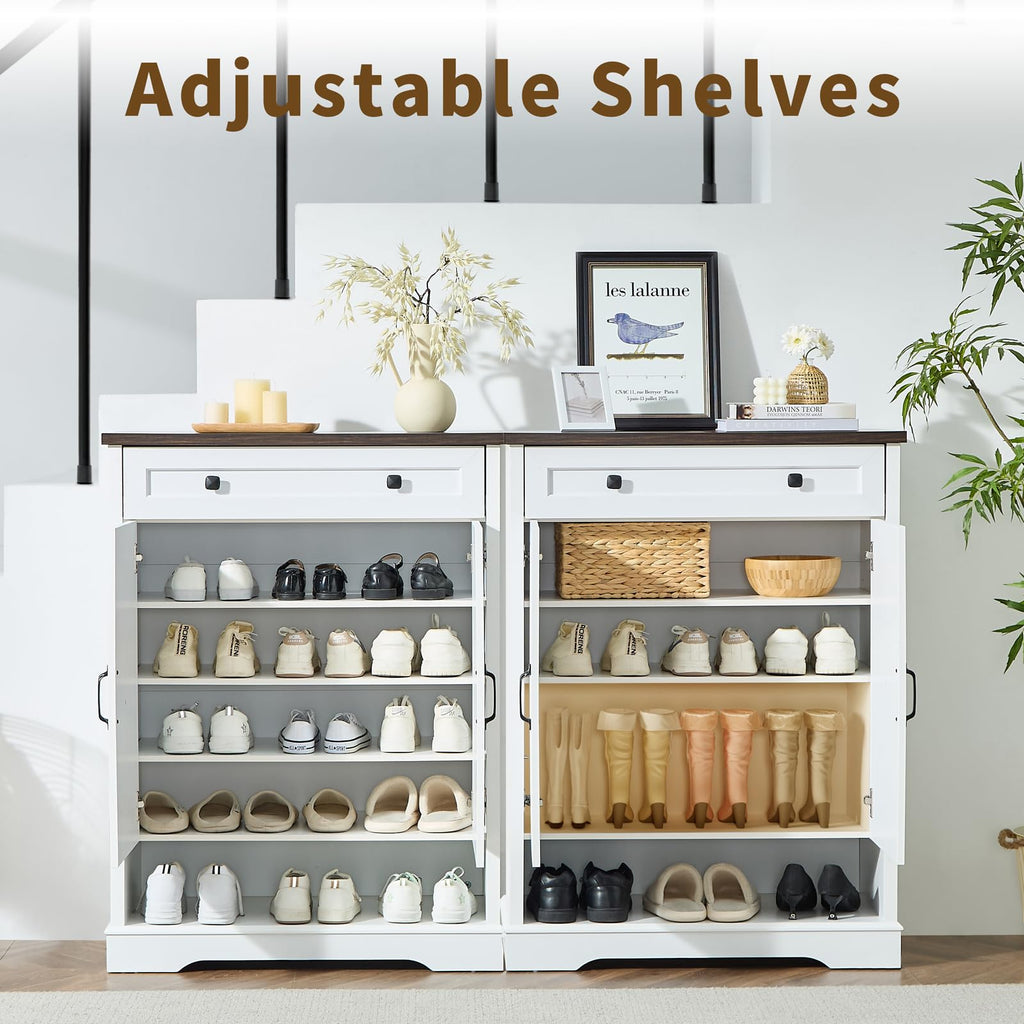 Shoe Cabinet with Drawer, Shoe Storage Cabinet with Doors, White