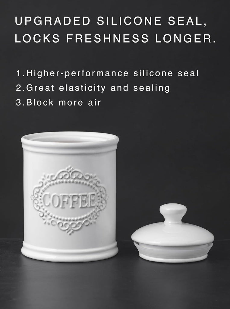 Ceramic Canisters Sets For The Kitchen Canisters For Countertop Airtight Coffee Canisters For Ground Coffee - Set of 3