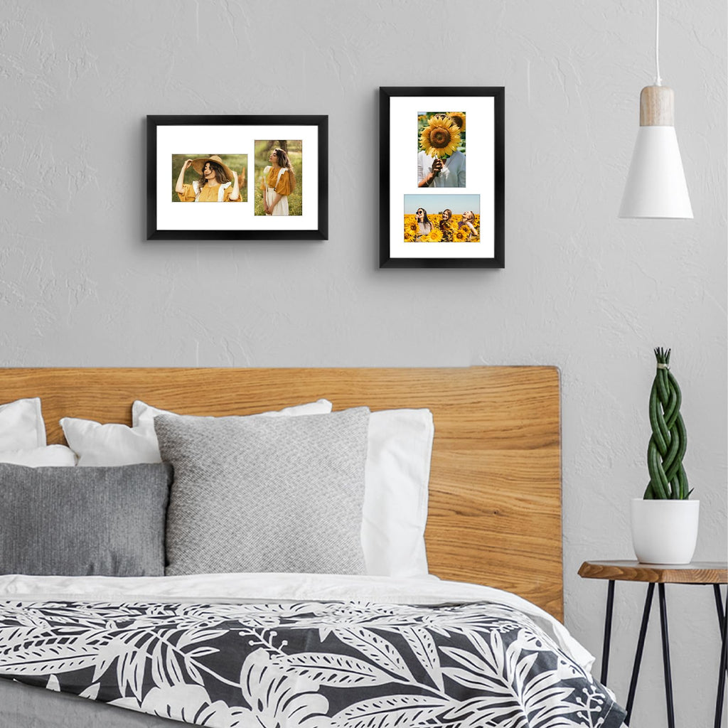4x6 Collage Picture Frame, Solid Wood&Real Glass, 2 Photos
