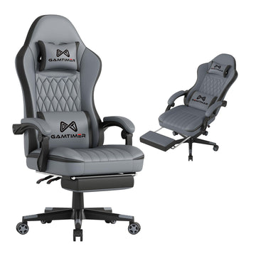 Gaming Chair, Computer Office Chair with Pocket Spring Cushion, 400 LBS Weight Capacity, Breathable PU, Headrest &
