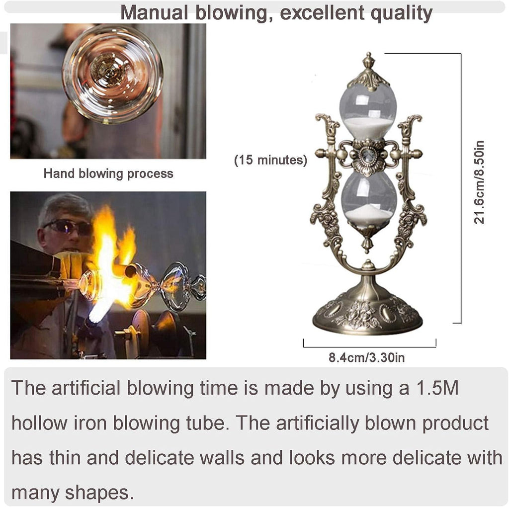 Hourglass Timer, 15 Minutes Embossed Golden Hourglass Timer,Used for Vintage Home Decoration, Office/Desk Decoration
