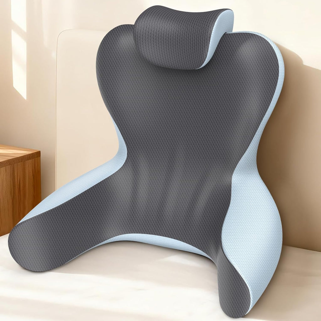 22" XL Reading Pillow Sitting in Bed,Back Support & Armrests(Grey&DarkGrey)