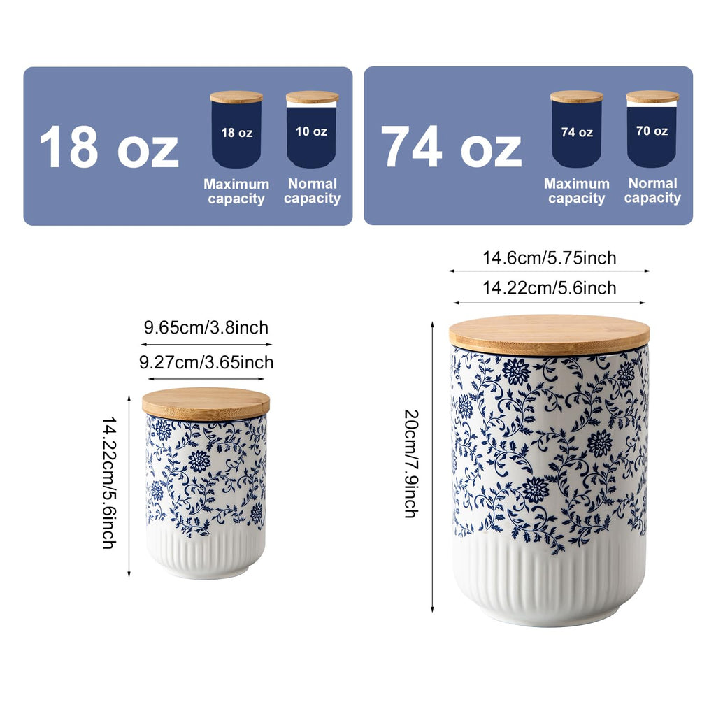 2 Pcs 74/18 oz Ceramic Canisters Sets