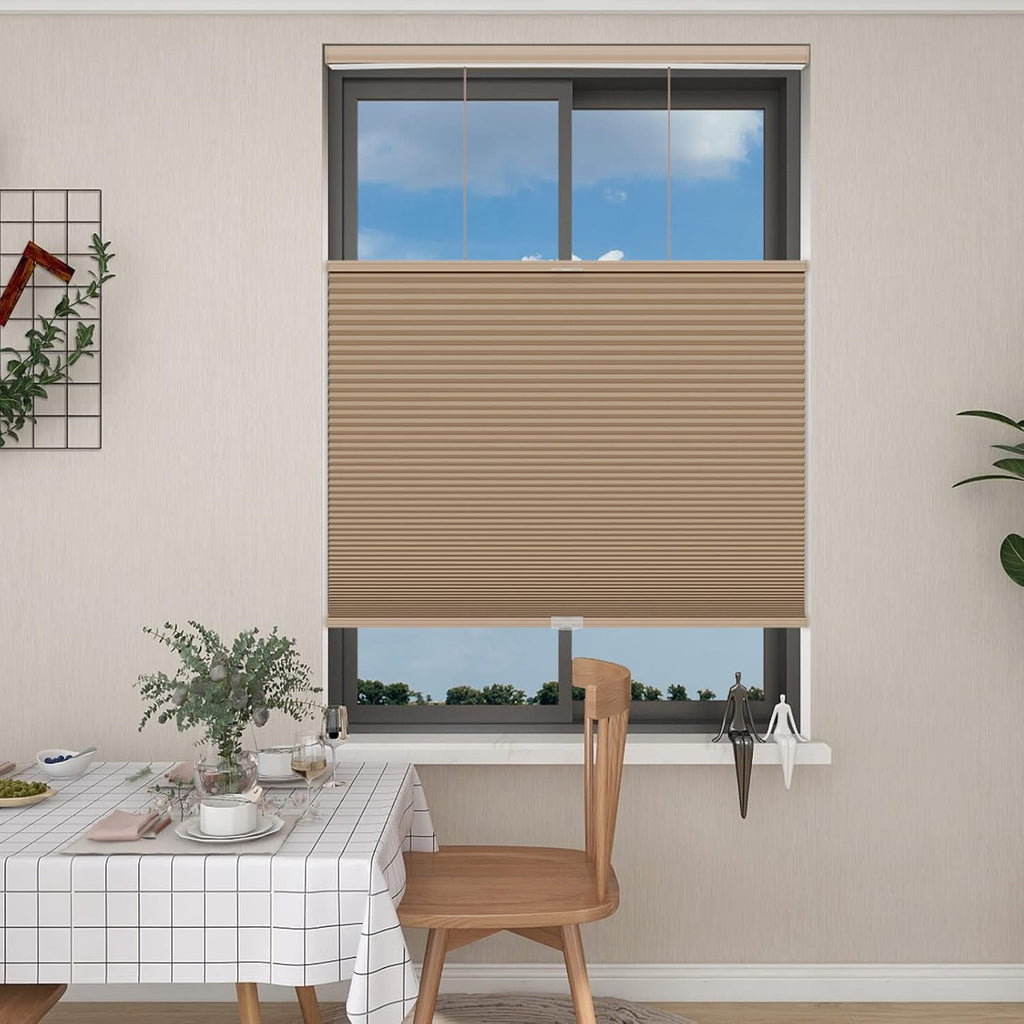 Top Down Bottom Up Shades,Blackout Cellular Shades Cordless, - Light Brown