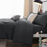 Queen Comforter Set Dark Grey - Bed in a Bag Queen 7 Pieces, Luxury Soft Bed Set for All Seasons