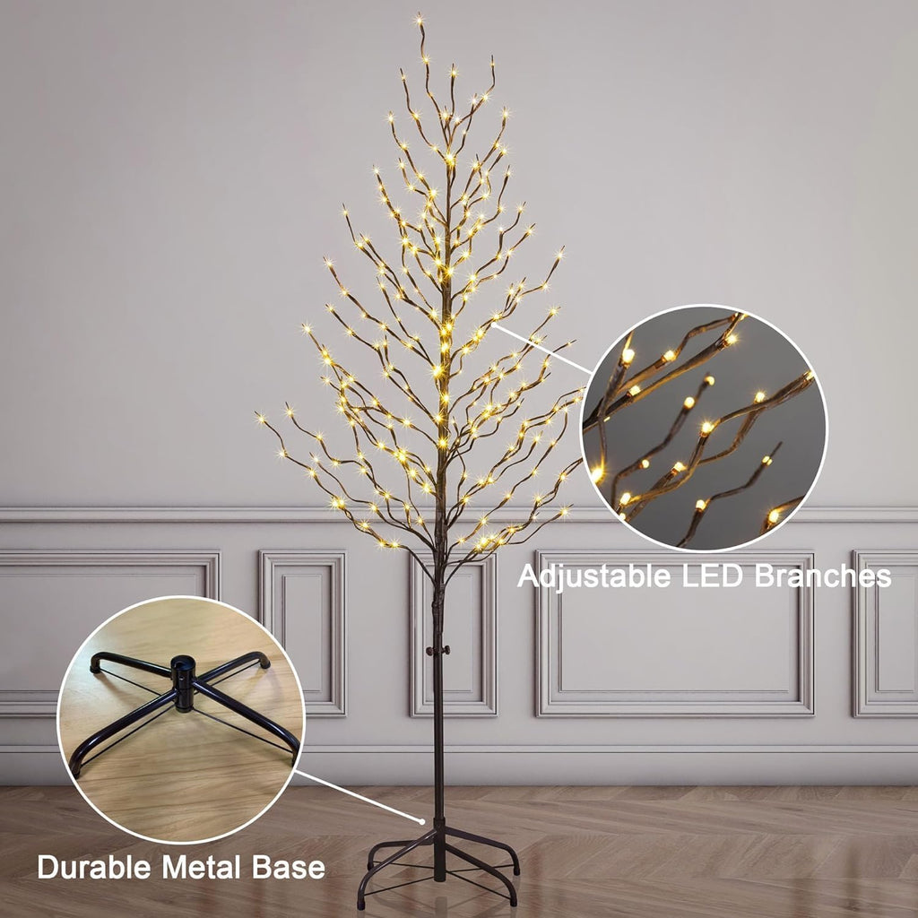 6FT 240L LED Star Light Tree, Festival Party Christmas, Indoor and Outdoor Use, Warm White