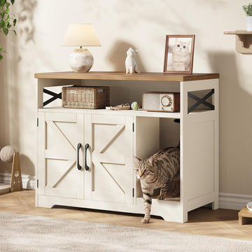 31" Cat Litter Box Enclosure, Hidden Litter Box with Storage