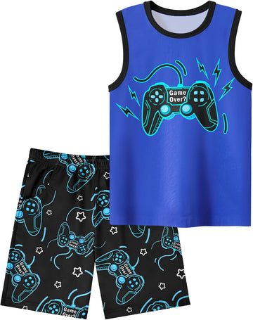 Boys Pajamas Little Big Boys Summer Pajamas Tank Tops & Shorts Cool Pjs Set Kids Sleepwear Outfits