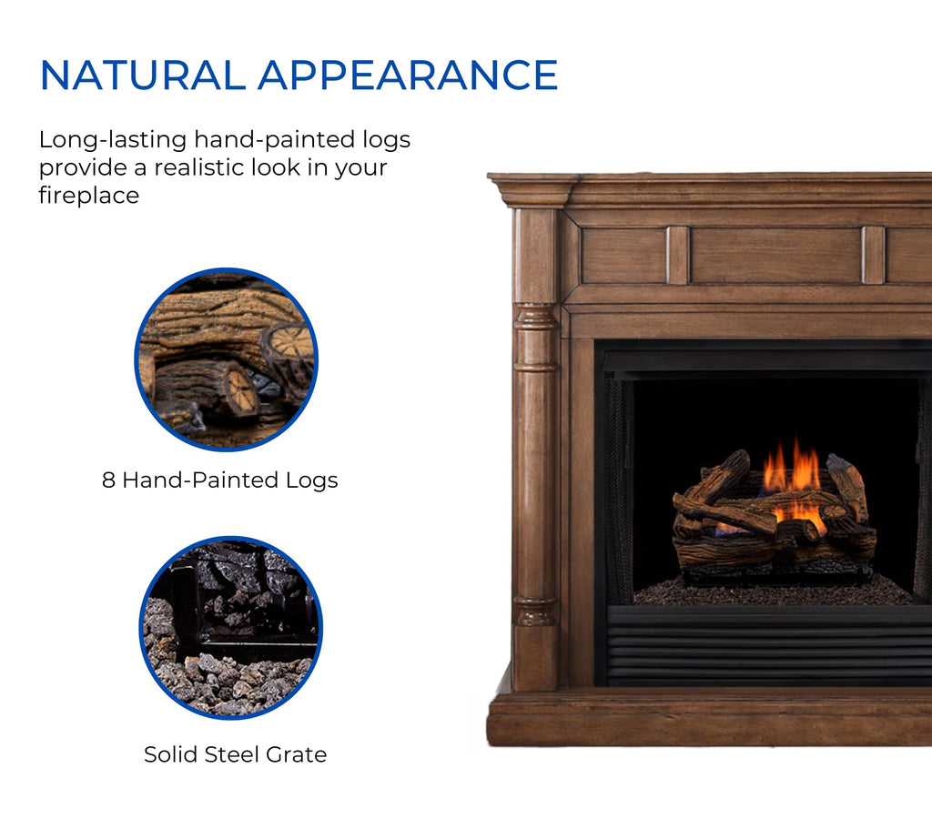 Ventless Liquid Propane Gas Log Set - 18 in. Split Red Oak, 30, 000 BTU, Remote Control - Model#