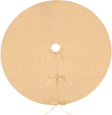 48 Inch Burlap Christmas Tree Skirt, Natural Beige Round Xmas Cover