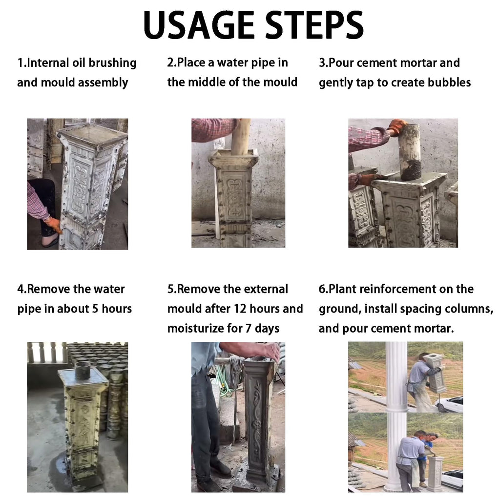 38.18" Height Heavy Duty Pillar Concrete Molds for Balcony - Reusable Thickened Cement Casting Mould, Concrete