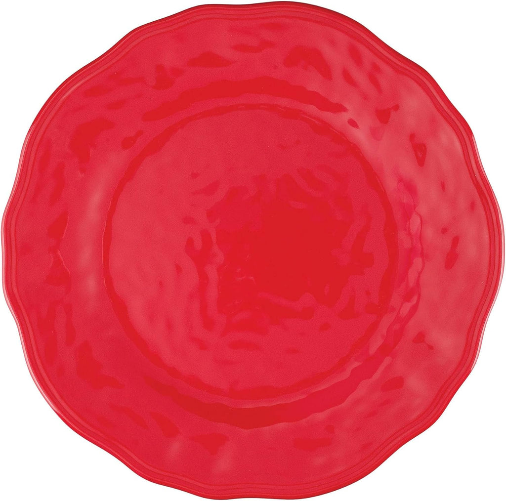 16 Piece Holiday Red Melamine Dinnerware Sets, Outdoor Dishes Set, Plates and Bowls Sets, Christmas Decorations