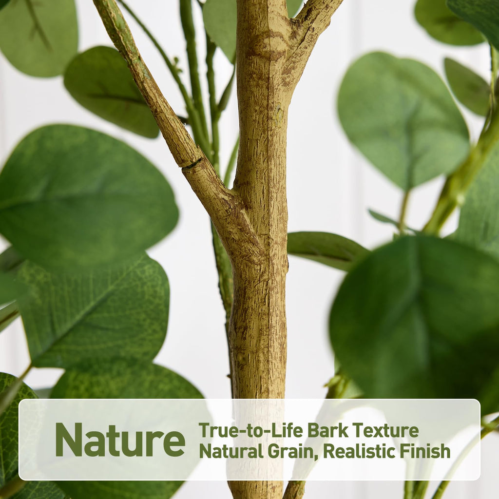 7 FT Artificial Eucalyptus Tree, Eucalyptus Fake Plants Indoor Silk Leaves