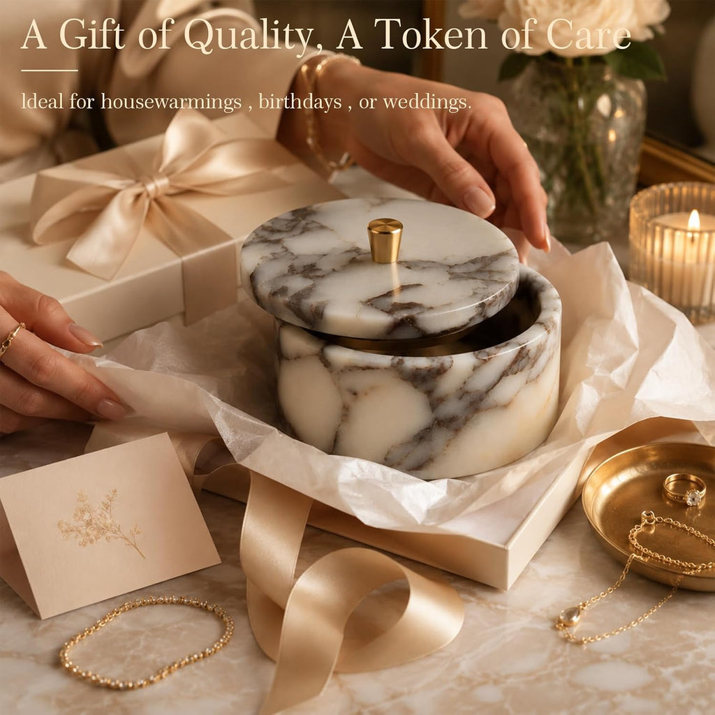 Calacatta Viola Marble Jewelry Box, Round Natural Stone Jewelry Jar with Lid, Small Trinket Box, Decorative Storage