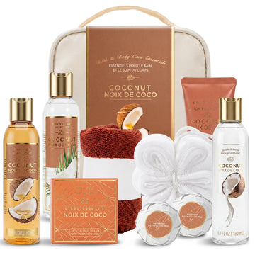 Gifts for Women, 10Pcs Bath and Body Gift Set with Silk Eye Mask and Travel Toiletry Bag, Self Care Birthday Gift for
