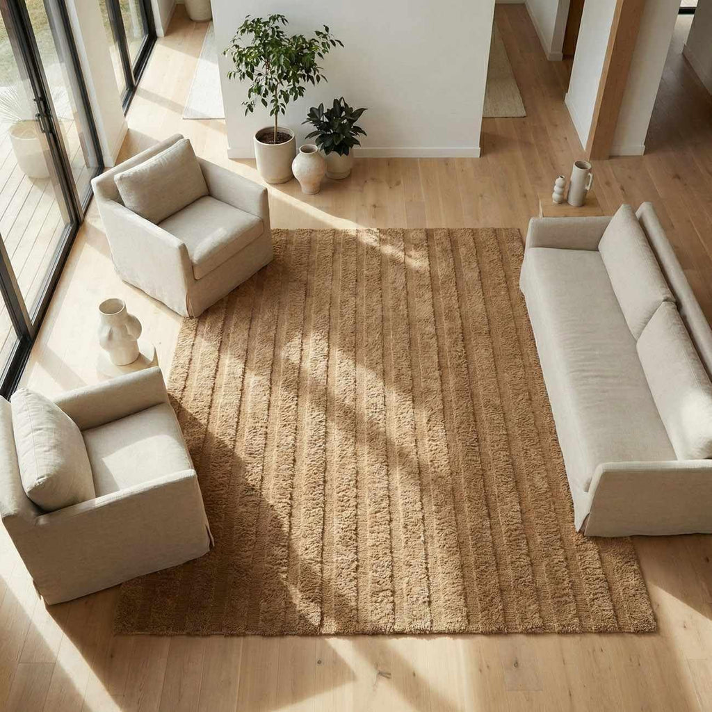 Konani Wool Machine Washable Area Rug - Striped Tone On Textured - Contemporary Modern Minimalist Transitional