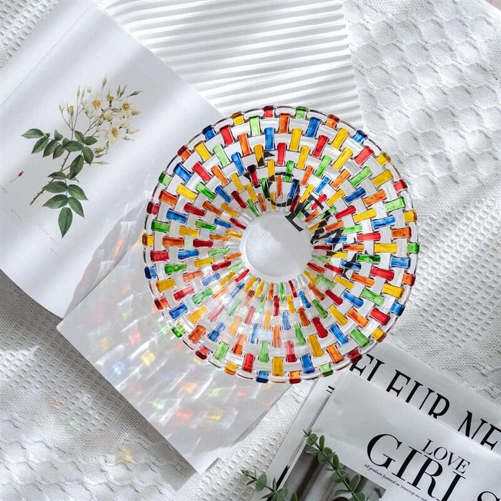 Hand Painted Colorful Woven Glass Crystal Salad & Fruit Bowl Decoration,Centerpiece ,Wedding Decor, Fruit, Snack