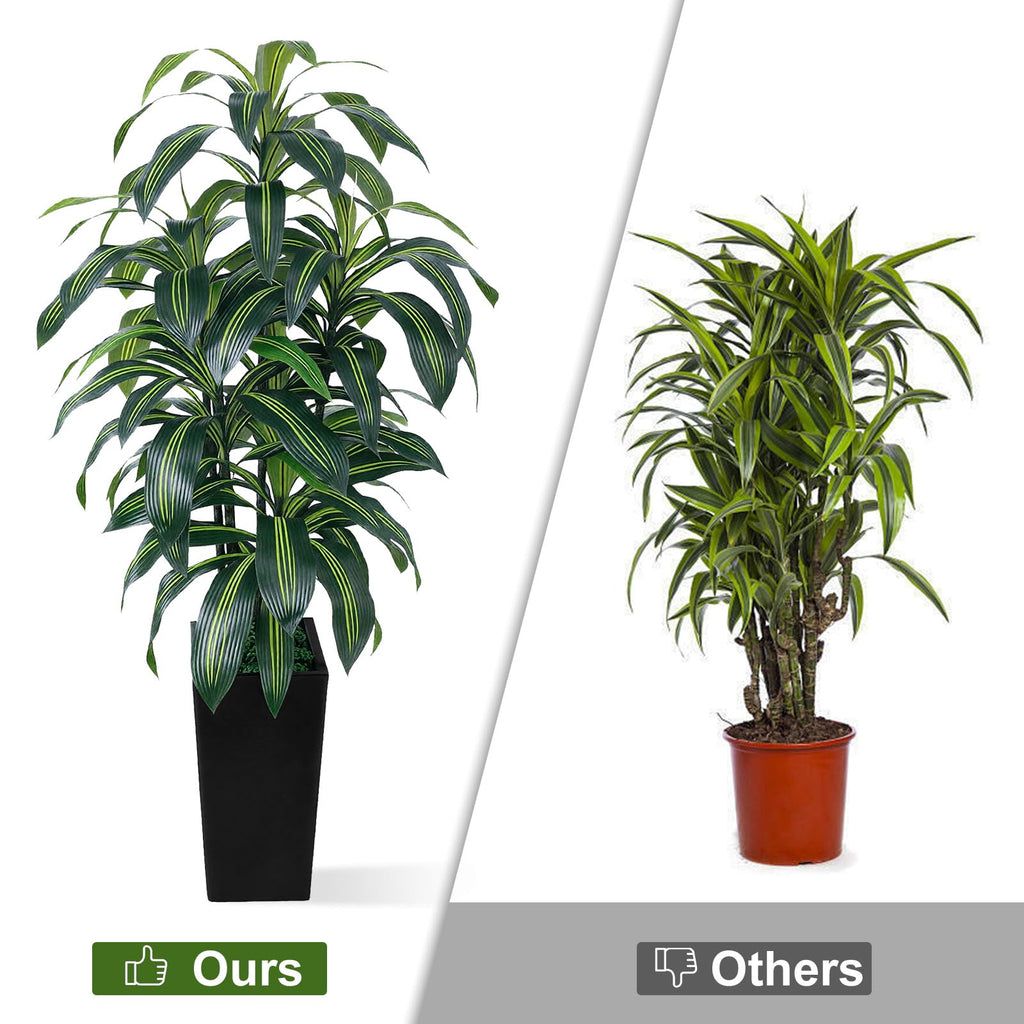 5FT Artificial Dracaena Tree, Fake Tree Indoor with Black Tall Planter, Tall Artificial Plants Indoor, Artificial Silk