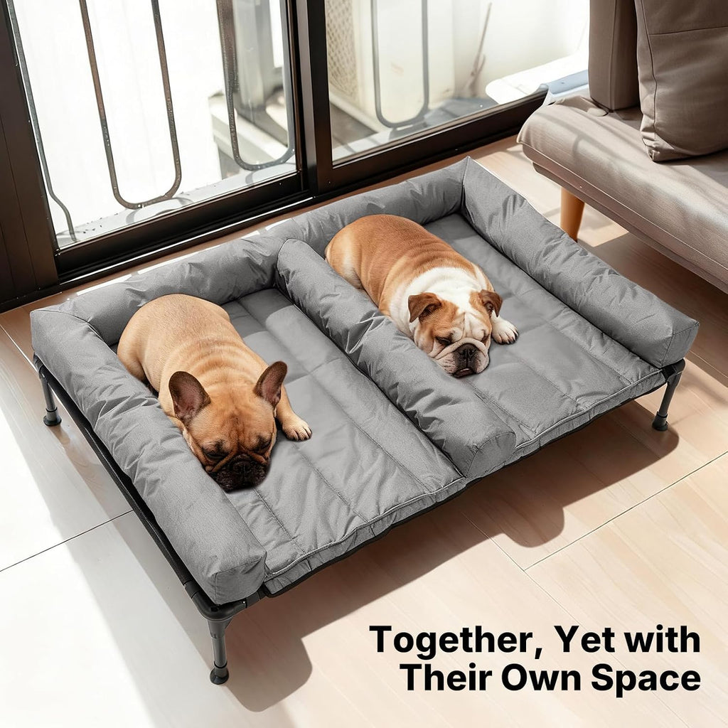 Elevated Dog Bed for 2 Dogs, Cooling Raised Dog Bed with Bolster Mat