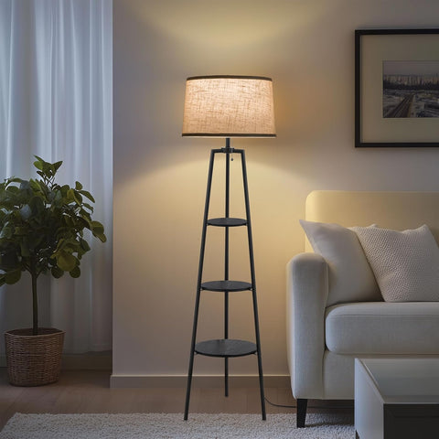 3 Tier Shelf Floor Lamps, Modern Standing Lamp with 3 Color Temperature Led Bulb, Tall Lamps and Off