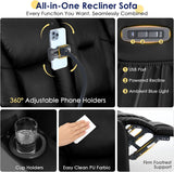 Redlife Power Loveseat Recliner Sofa with Console, PU Leather Dual Reclining Couch with Blue LED Lights