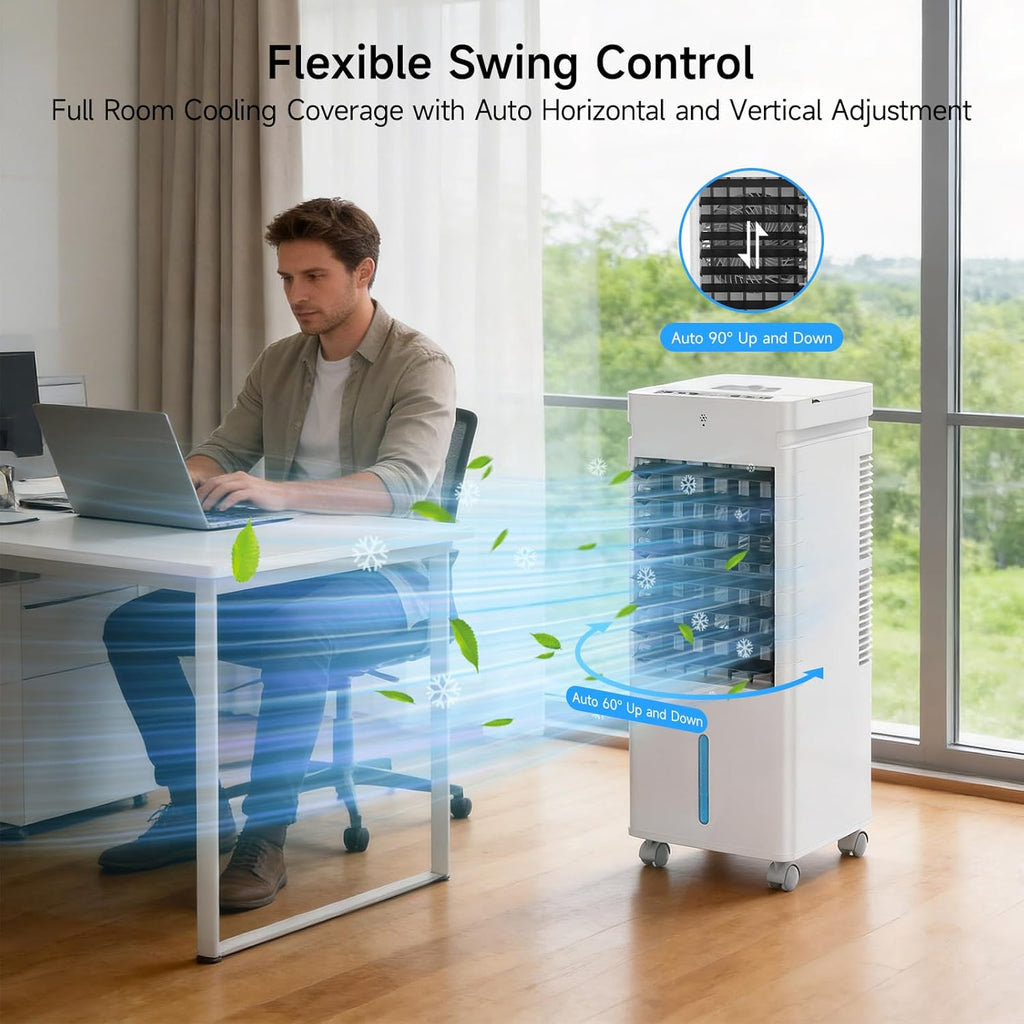 Portable Air Conditioners, 3-IN-1 Evaporative Air Cooler,Cooling Fans that Blow Cold Air with 60° Oscillation