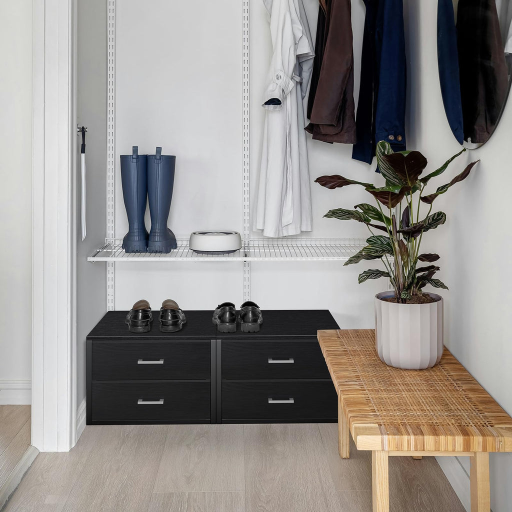 Stackable Storage Drawers Closet Organizers and Storage Fabric 2 Drawer Dresser Set of 2 Black Modern