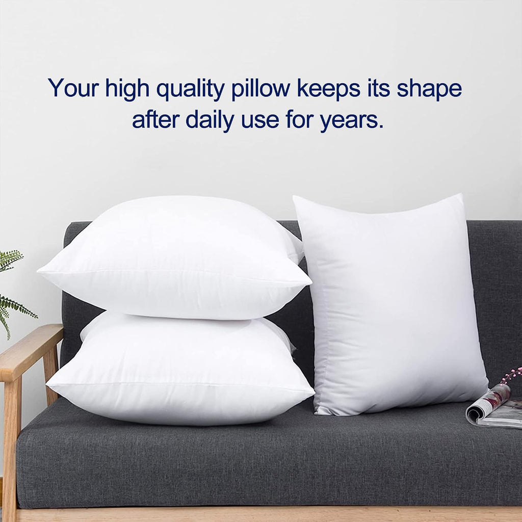 18x18 Pillow Inserts () - Down Alternative 100% Cotton Cover Decorative Square Throw Pillows White for Couch - Set of 2