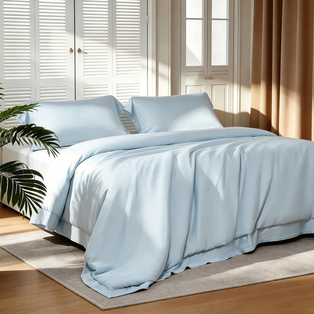 100% Viscose Derived from Bamboo Duvet Cover Set - Hotel Luxury Cooling Duvet Cover for Hot Sleepers & Night Sweats