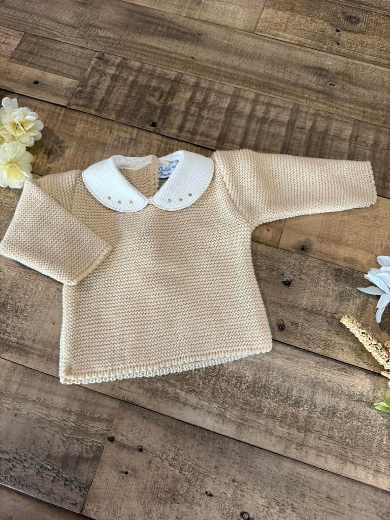 Piece Baby Outfit Set Knitted Infant Romper Long Sleeve Sweater Hat Overalls Boys Girls - Made in Spain