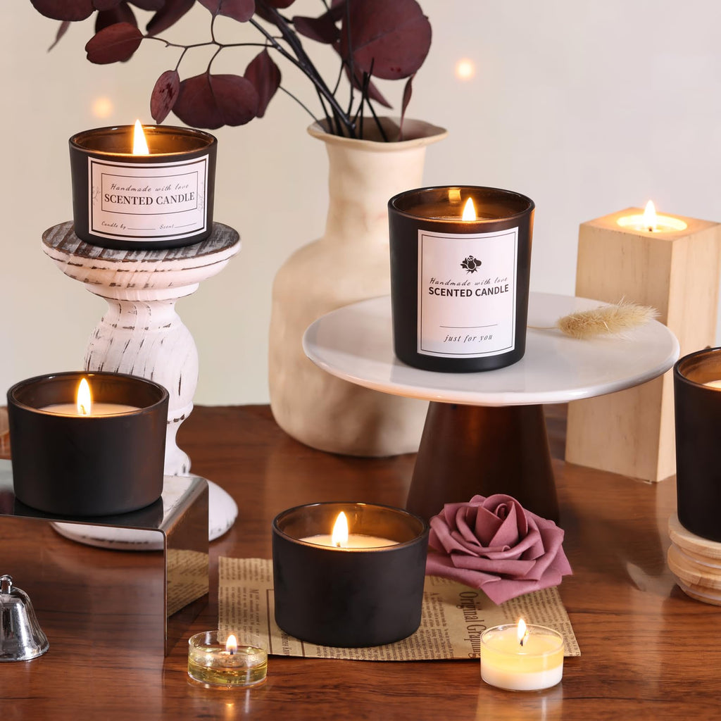 Matte Black Candle Jars with Lids, 16 Pcs Containers for Making Candles