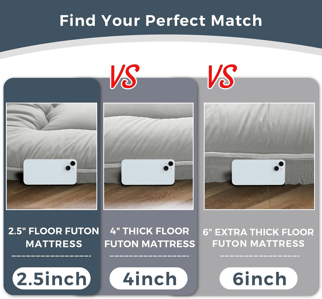6" Extra Thick Japanese Floor Mattress Folding Futon Mattress