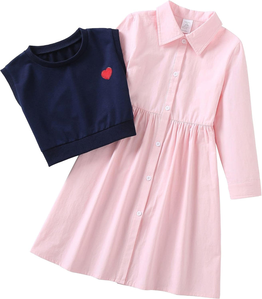 Little Girls Clothes Girl Cotton Long Sleeve Dresses 2 Piece Outfits for Kids