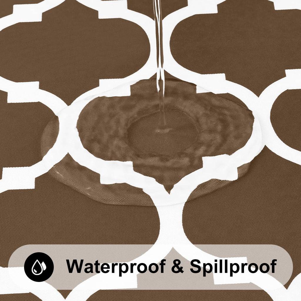 57"-68" Round Fitted Tablecloth, Waterproof Plastic Table Cover