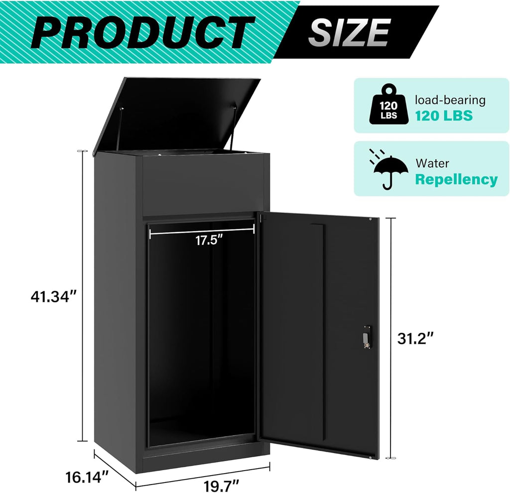 Large Package Delivery Box with Combination Lock,Parcel Drop Boxes Secure Storage, Anti-Theft Steel Parcel Box