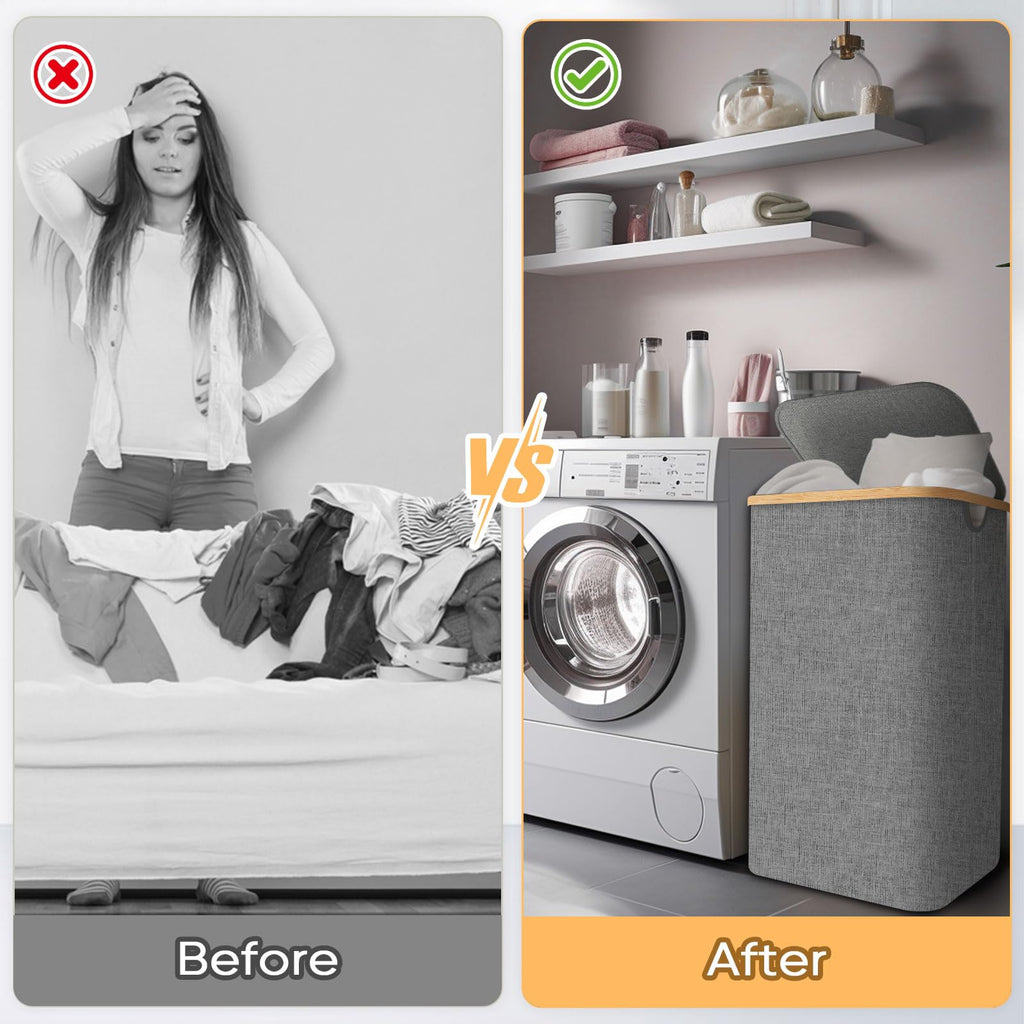 100L Laundry Hamper with Lid, Large Laundry Basket Bin