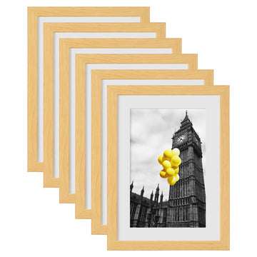 5x7 Picture Frame Set of 6, Display 4x6 with Mat or 5x7 Without Mat, Photo Frames for Wall Mounting or Table Top