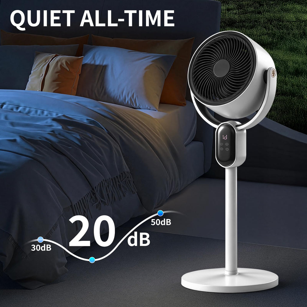 33 inch Standing Fan , 120°+ 90° Oscillating Fan, White