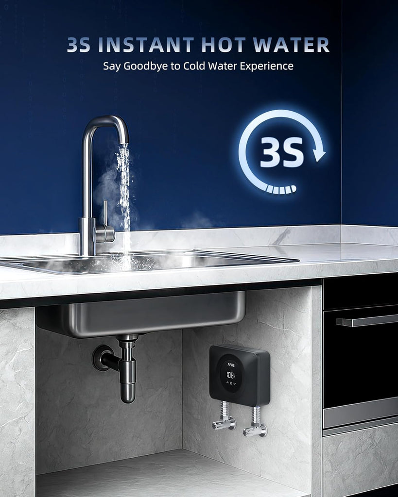 Tankless Water Heater Electric 240V, 4500W Instant On Demand Hot Water Heaters, Under Sink Point of Use Water Heater
