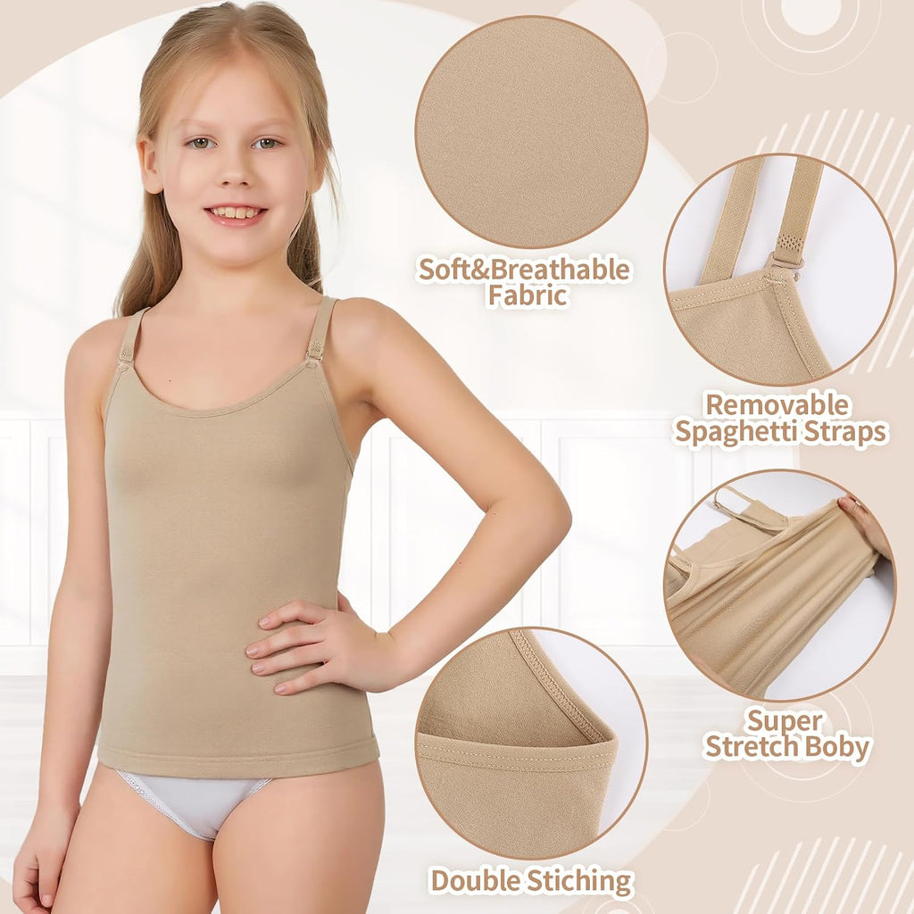 Seamless Camisole Tank Tops Camis for Girls with Clear Straps